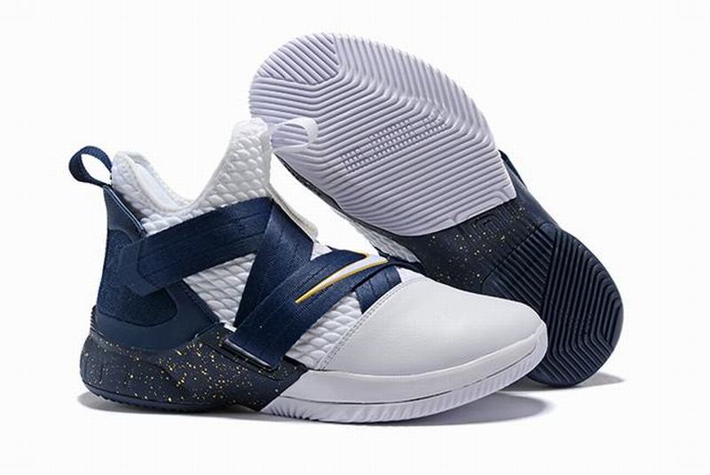 Nike Lebron James Soldier 12 Shoes Dark Blue White Gold